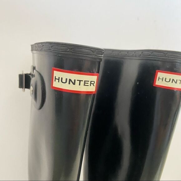 Hunter Original Tall Gloss Black Rain Boots Size 7 - Picture 7 of 11